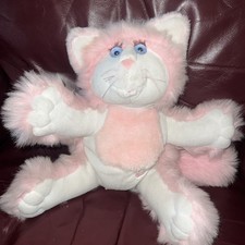 Purr-tenders Cat Pink  White Fisher-Price Plush- Vintage 1987 Works- No Mask