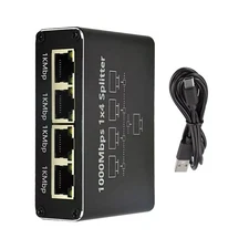 New RJ45 Gigabit Ethernet Splitter 1000Mbps LAN Network Internet 1 IN 4 Out z