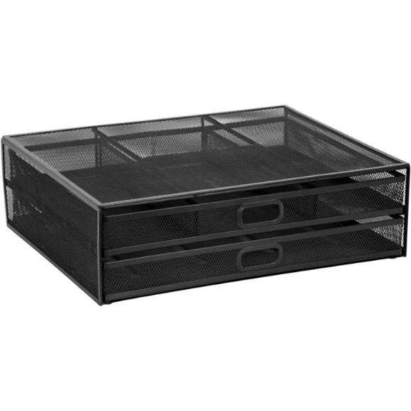 HUANUO 2 Tier Monitor Stand, Metal Monitor Riser with Drawer, Desk Organizer, Mo