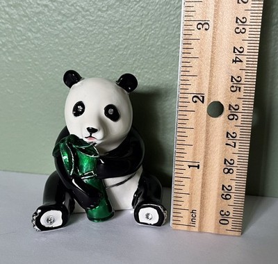 Bejeweled Enameled Hinged Panda Trinket Box Bamboo San Diego Zoo Bai Yun
