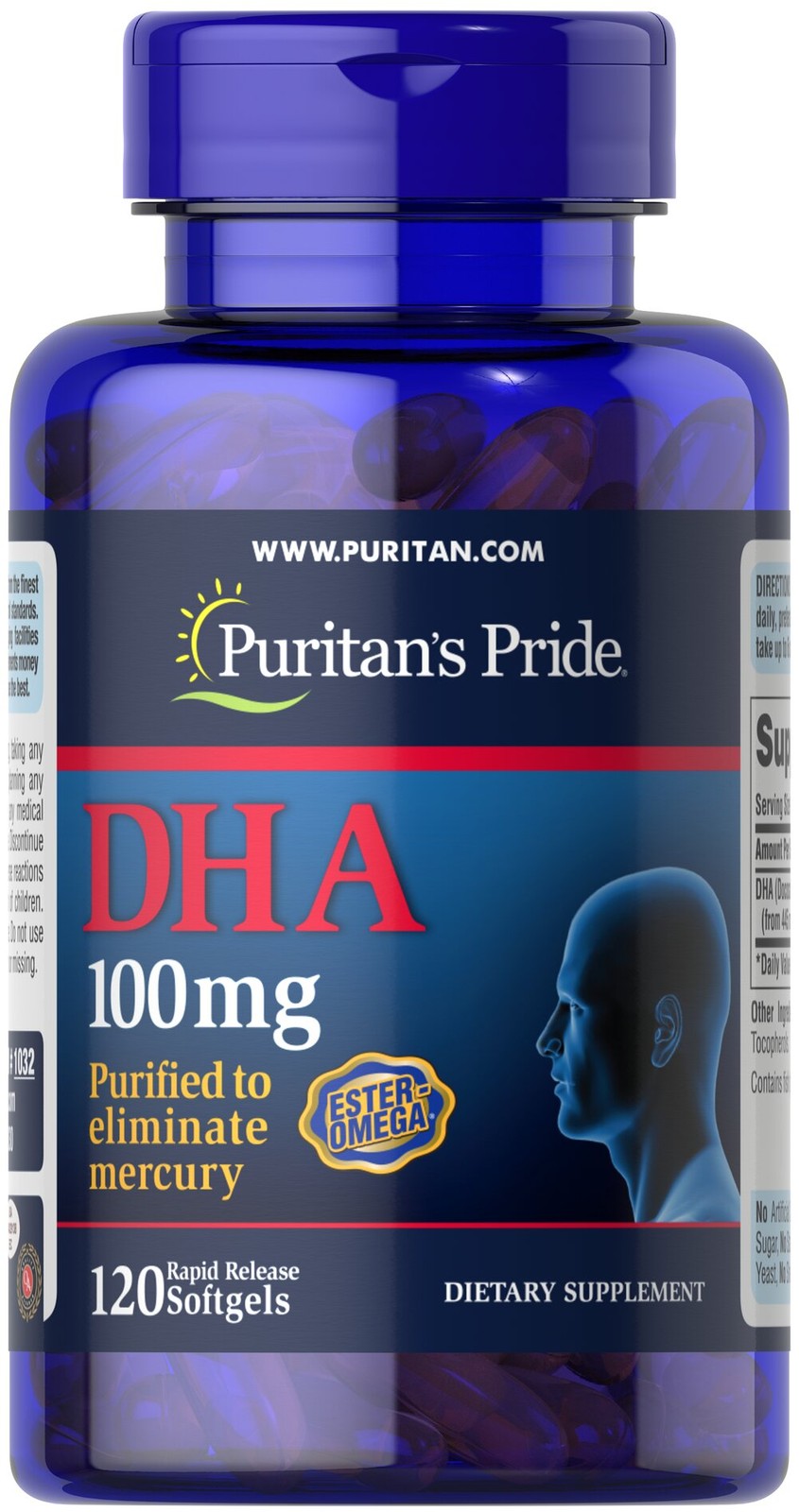 Puritans Pride DHA 100 мг - 120 мягких капсул