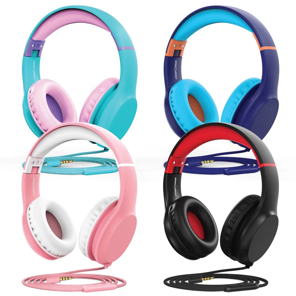 Kids Wired Earphones Over Ear Foldable Stereo Headphone With Built-In Microphone