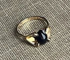 VINTAGE Onyx Black Ring Gold Plated Sterling SIGNED by Joseph Esposito SIZE 5