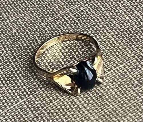 VINTAGE Onyx Black Ring Gold Plated Sterling SIGNED by Joseph Esposito SIZE 5