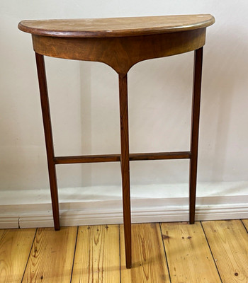 Antique Demilune Half-Moon Console Table | Likely Elm | Central European c.1920