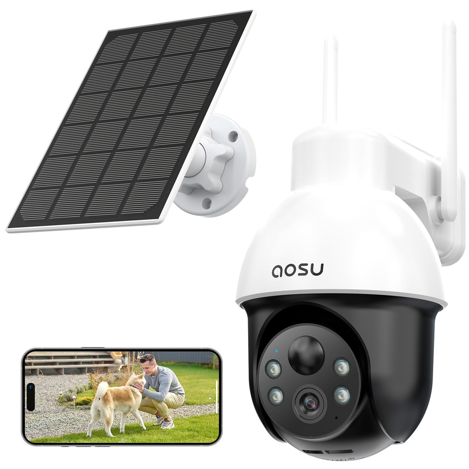 Solar Security Camera Wireless Outdoor System, 3K/5MP Battery Powered WiFi Ca...