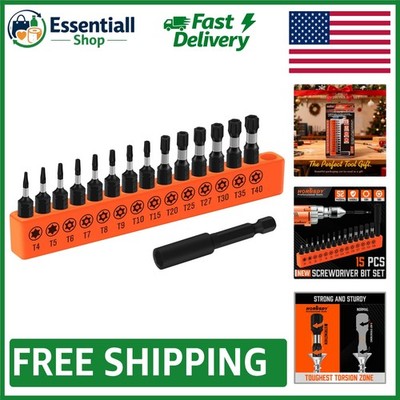 Professional 15-Piece Tamper-Proof Torx Bit Set - Designed for Impact Drivers