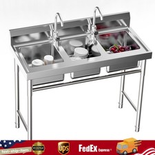 Commercial Sink Stainless Steel 3 Compartment Kitchen Utility Sink With Faucet