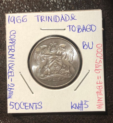 1966 Trinidad and Tobago 50 Cents TONED-UNCIRCULATED Coin-KM#5-MINTAGE=975,000 - Bild 3 von 4