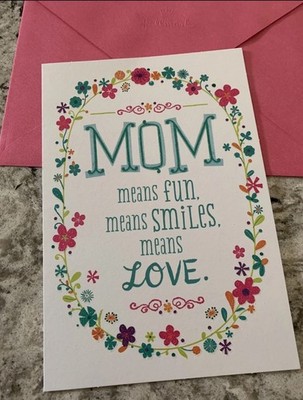 Birthday Mom Means Love Beautiful Flowers 5 x7  Hallmark Greeting Card