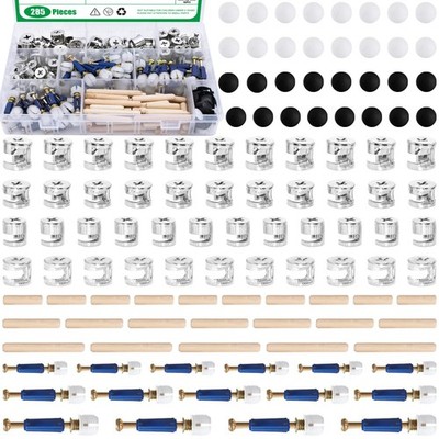 285 PCS 3 In 1 Furniture Connecting Hardware Connectors Kit Cam Lock Fittings
