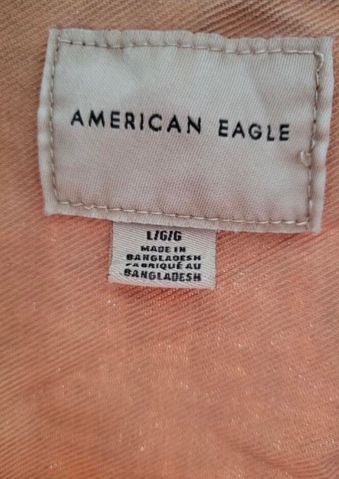 American Eagle crop button Shirt large - image 3