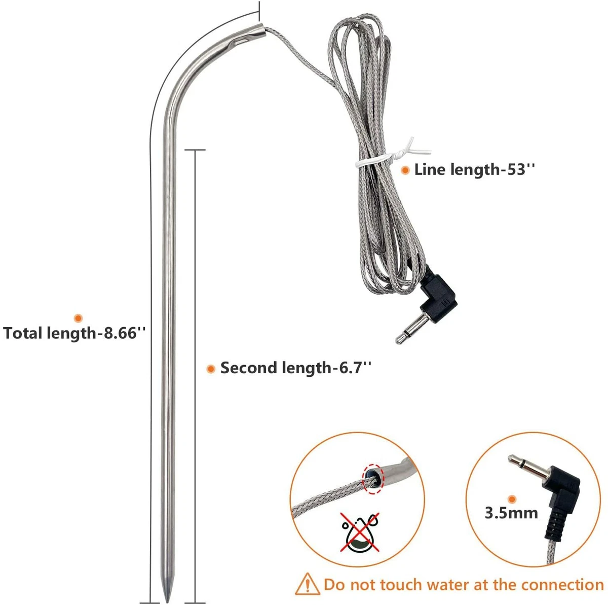 2-Pack Meat Probe Replacement for Masterbuilt Gravity Series 560/800/1050  XL