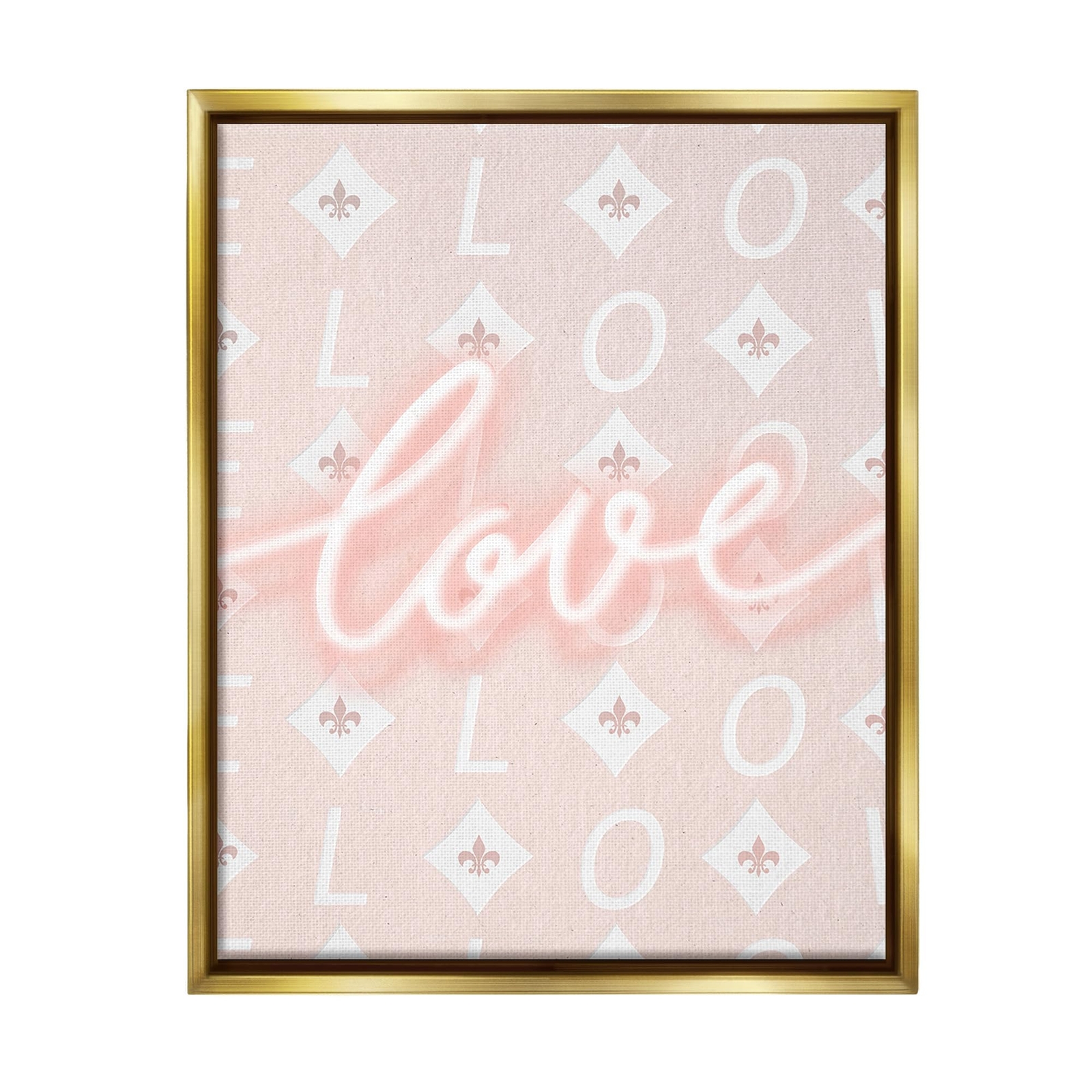 Pastel Love on Pattern Framed Floater Canvas Wall Art by Leah Straatsma
