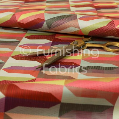 Bunter Lippenstift Rautenform Muster bedruckt Velours Samt Polsterstoff