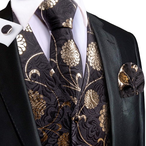 NUOVO set hankie uomo design paisley vestito gilet e cravatta collo per tuta o smoking - Foto 21 di 76