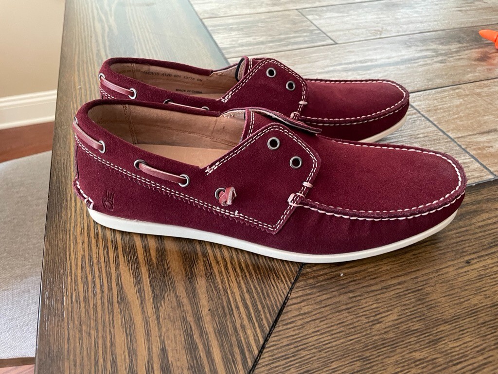 John Varvatos * Maroon Suede Laceless Boat Shoes sz 8M | eBay display picture 1