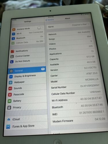 Apple iPad 2 64GB, Wi-Fi + Cellular A1396, 9.7 in White/ Silver - Picture 3 of 3