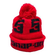 Vintage Snap-On SNAP ON Tools Beanie Pom Winter Hat Knit Cap Red Made In USA