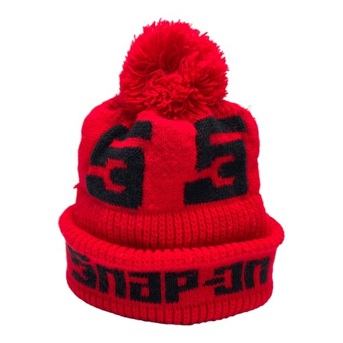 Vintage Snap-On SNAP ON Tools Beanie Pom Winter Hat Knit Cap Red Made In USA - Picture 1 of 5