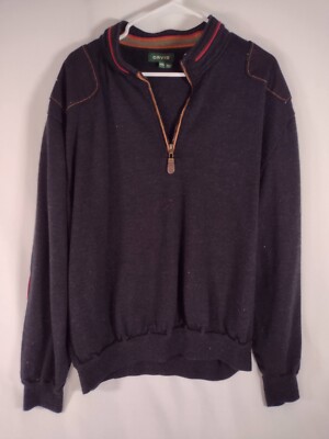 Orvis Jacket Mens XXL 2XL Black 1/4 Zip Wool Knit Elbow Shoulder