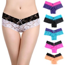 6PCS Women Lace Cotton Breathable Panties Underwear Low waist Seamless Briefs