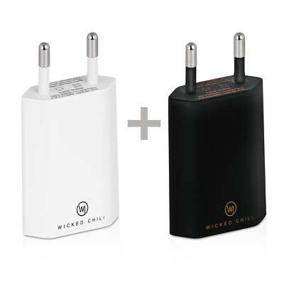 2X Netzteil für iPhone & Samsung Handy Ladegerät (1A, 5V) 1 schwarz / 1 weiß