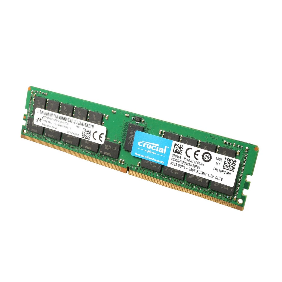 NEW Crucial 32GB 2666MHz DDR4 PC4-21300 ECC Registered Memory Ram CT32G4RFD4266 - Image 2 of 3