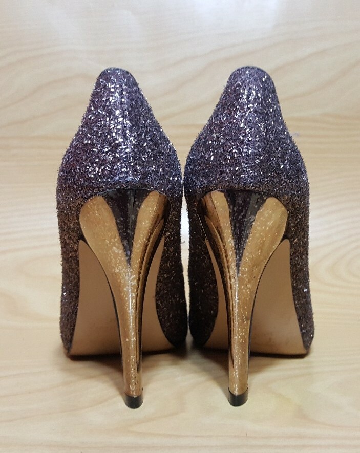 Nine West Sparkly Glitter Womens Pumps Peep Toe Heels Size