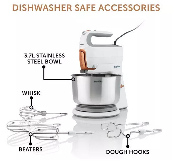 Breville HeatSoft Rotating 3.7L Bowl Hand & Stand Mixer Cake Daugh