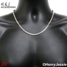20"MEN 316L Stainless Steel 4mm Silver Miami Cuban Curb Link Chain Necklace