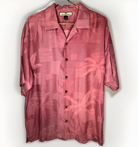 Tommy Bahama Medium Dusty Coral 100 % Seide Button Down Floral Island Herrenhemd