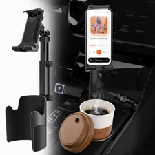 2 in 1 Car SUV Truck Cup Drinks Bottle Holder Phone Tablet Mount For iPad iPhone