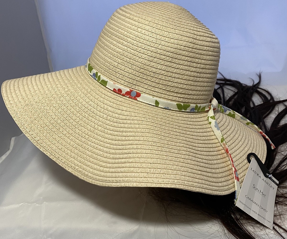 Laura Ashley Yellow Straw Sun Visor Wide Brim Adjustable Summer Beach Hat Laura Ashley Caravan Daisy Traditional Wide Brimmed Sun Hat  main image 3