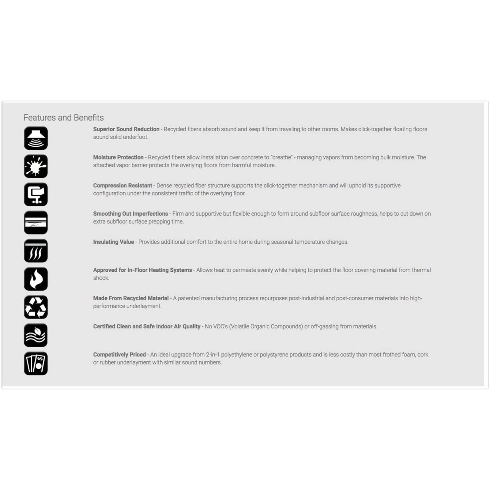 QuietWalk Laminate and Floating Wood Flooring Underlayment with Attached Vapo...