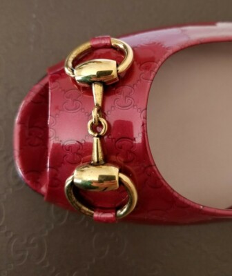 GUCCI JOLENE MICROGUCCISSIMA LOGO GOLD HORSEBIT FLATS EU 38 38.5 I LOVE SHOES