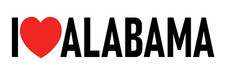 6 Stickers I Love Alabama Large 3x9, 2 Medium 2x6, 3 Small 1x3 Heart Alabama