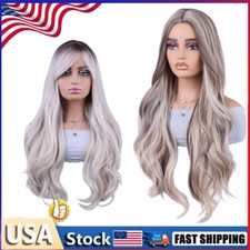 Long Curly Hair Wig Heat Resistant Synthetic Hair Blonde with Highlights Wigs