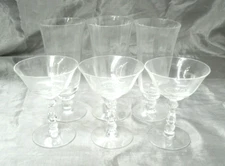 Vtg Heisey JAMESTOWN Set of 3~5" Champagne Tall Sherbet 3~6+" Iced Tea Glasses