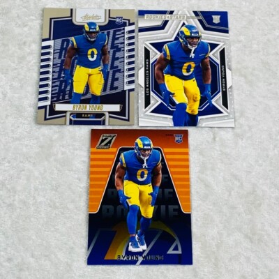 Lot 3 Byron Young RC's SP 2023 NFL Absolute Yellow Rookies & Stars Zenith Cards