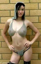 new design chainmail 10mm | aluminum holder + pantie + coif, BRA sexy style-