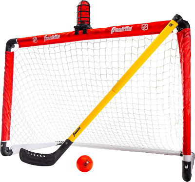 Franklin Sports Mini Hockey Goal Set -  Light up Knee Hockey Goal and Stick Set