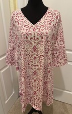 SHEIN Geo Floral Pink/White Tunic Dress - Sz Large NWOT Flutter Sleeves