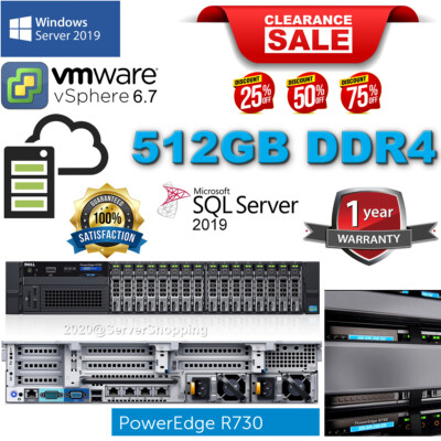 DELL R730XD Server 2x E5-2697v4 2.3GHz =36 Cores 256GB H730 2x 1.2TB SAS 4xRJ45