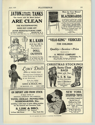 1929 PAPER AD Lenci Italian Dolls Torino Noma Christmas Tree Lights Mocar