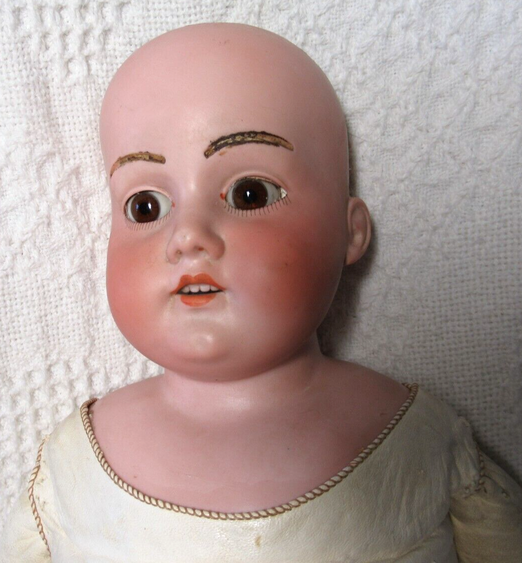 メーカー不明　アメリカンビンテージドール AM 370-5-DEP Antique Doll, Porcelain, Leather Body Miss