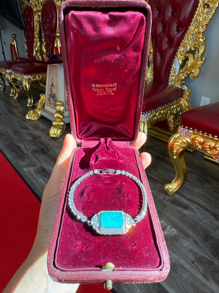 Brazalete Brazalete Brillante Exótico Azul Esmeralda, Impresionante Pieza Hipnotizante Foto 3 de 4