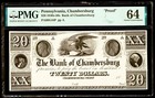 Obsolete Currency 1840-1850’s Chambersburg Pa Pennsylvania $20 G44P Pmg 64 Proof