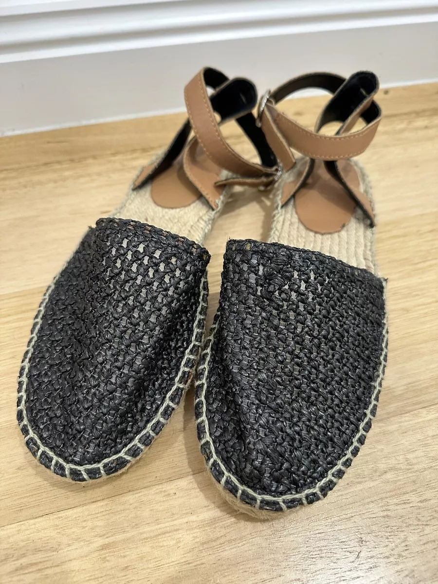 Seed Heritage Woven Rattan Espadrille Ankle Strap Strappy Flat