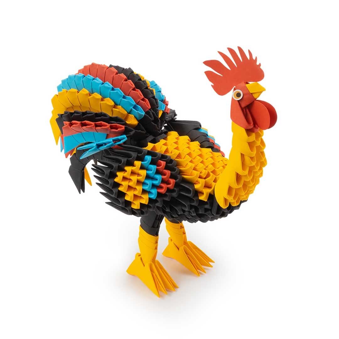 Origami 3D 501841-3D Origami Rooster - Beautiful 3D Paper Sculpture with Patente